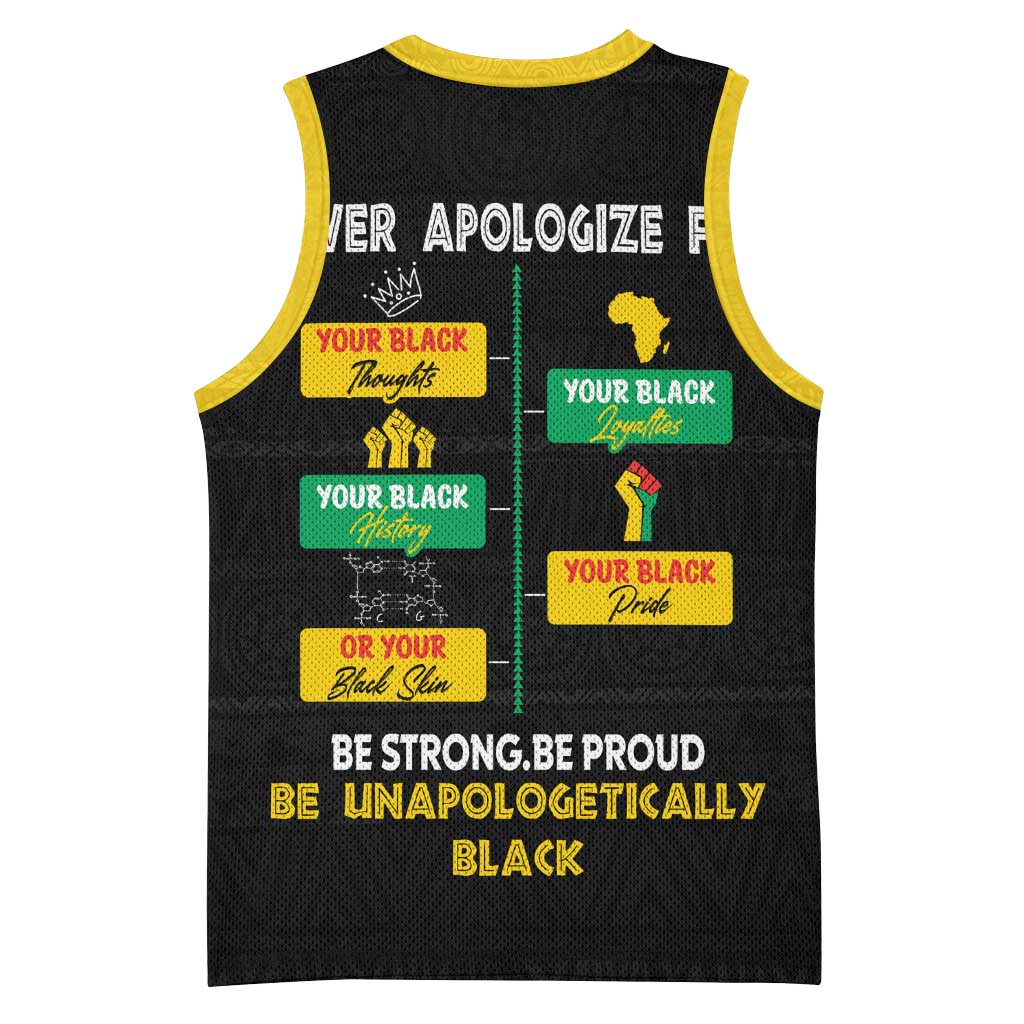 Never Apologize For Your Pride Basketball Jersey African Black History DT02