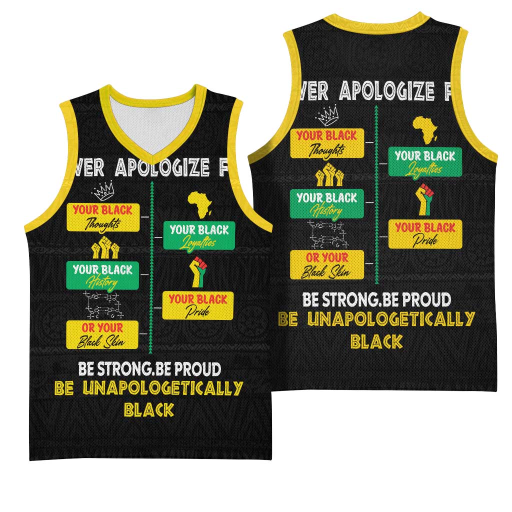 Never Apologize For Your Pride Basketball Jersey African Black History DT02