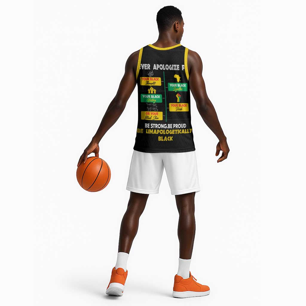 Never Apologize For Your Pride Basketball Jersey African Black History DT02