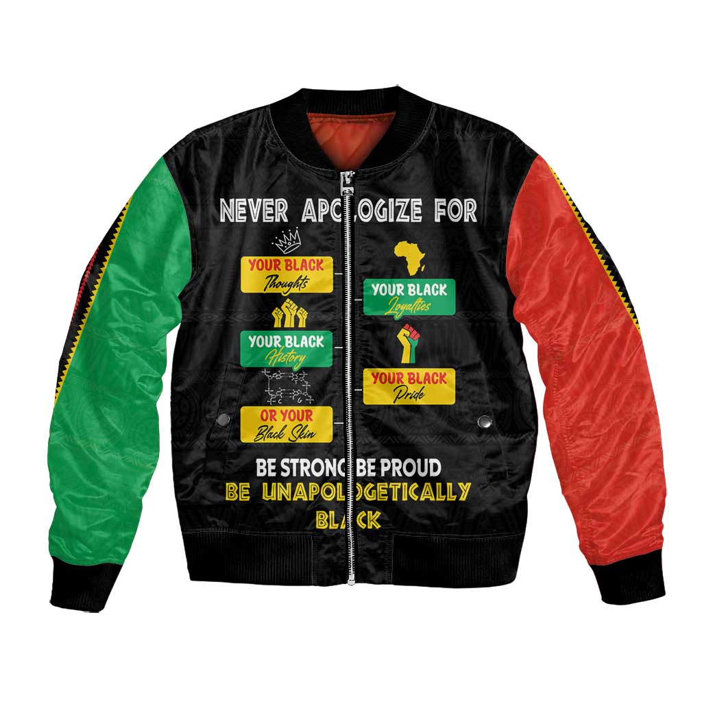 Never Apologize For Your Pride Bomber Jacket African Black History
