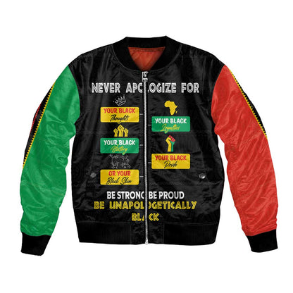 Never Apologize For Your Pride Bomber Jacket African Black History