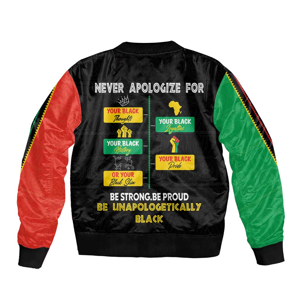 Never Apologize For Your Pride Bomber Jacket African Black History