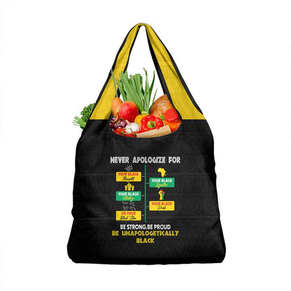 Never Apologize For Your Pride Grocery Bag African Black History