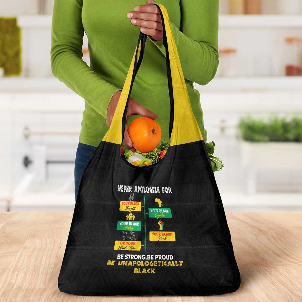Never Apologize For Your Pride Grocery Bag African Black History