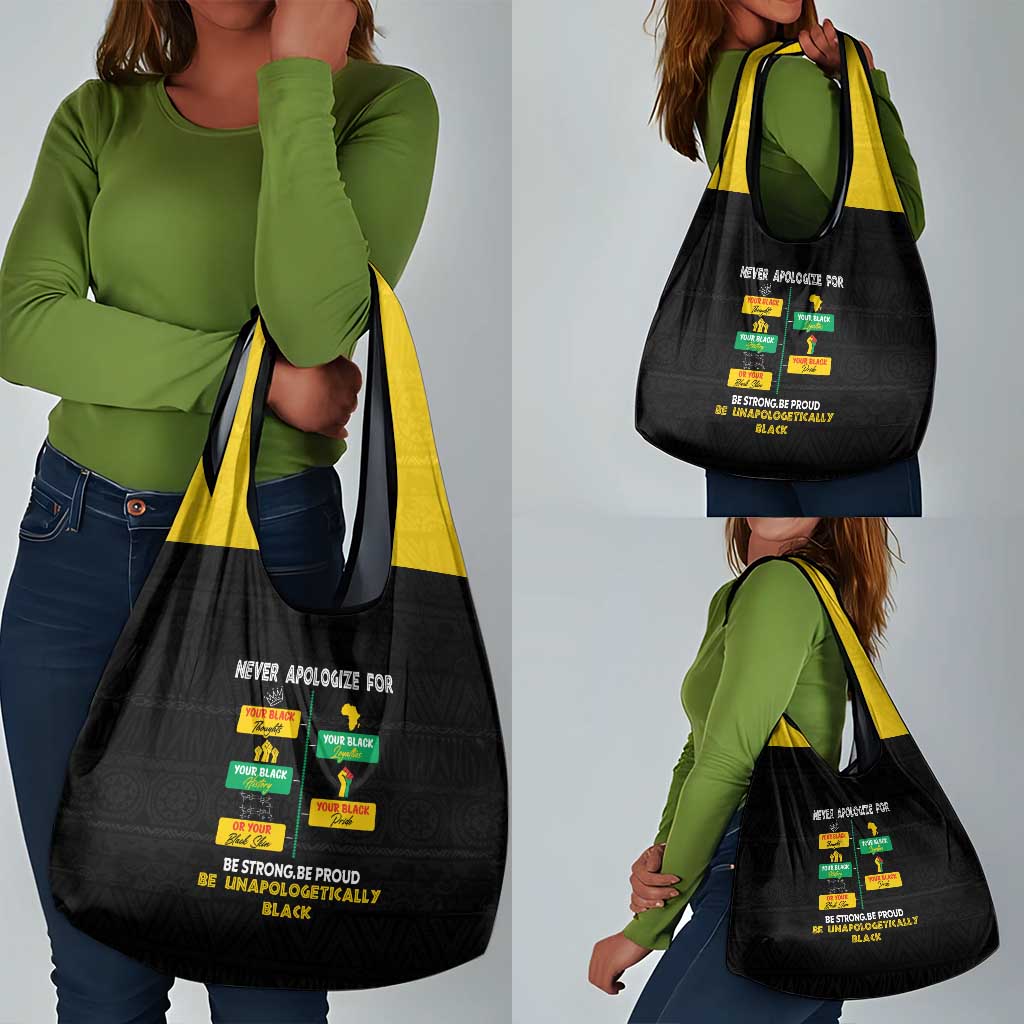 Never Apologize For Your Pride Grocery Bag African Black History