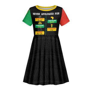 Never Apologize For Your Pride Kid Short Sleeve Dress African Black History