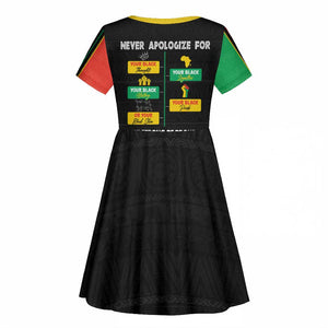 Never Apologize For Your Pride Kid Short Sleeve Dress African Black History