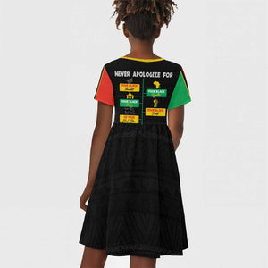 Never Apologize For Your Pride Kid Short Sleeve Dress African Black History