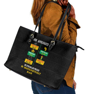 Never Apologize For Your Pride Leather Tote Bag African Black History