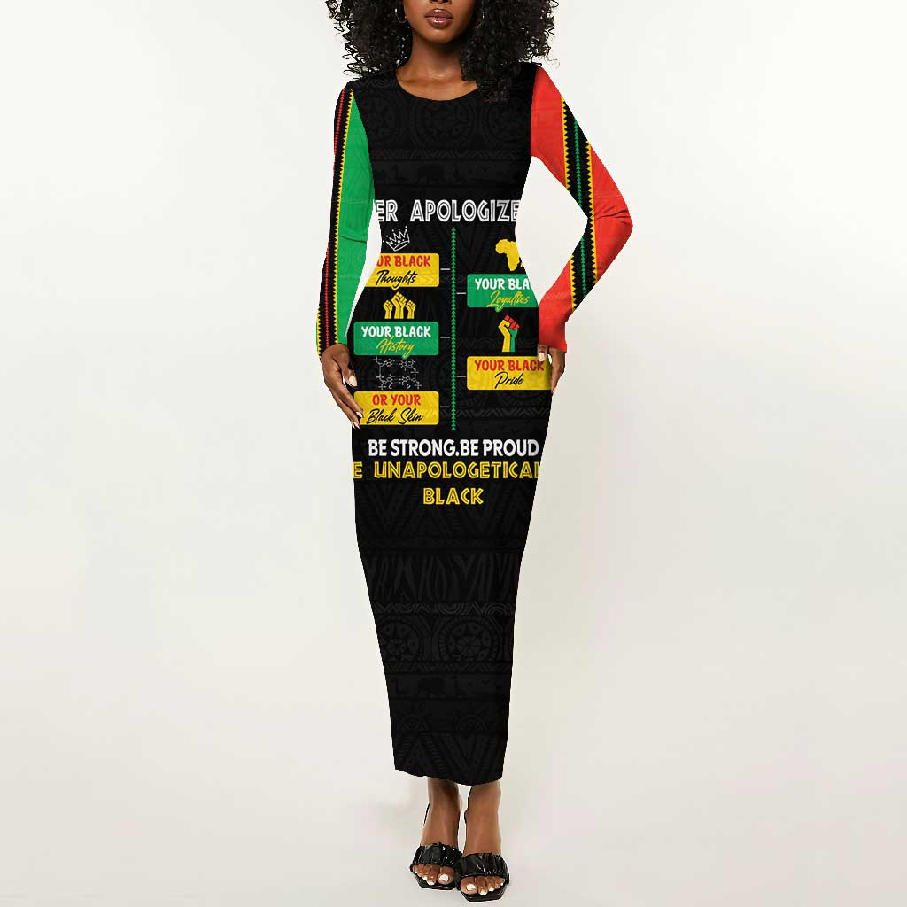 Never Apologize For Your Pride Long Sleeve Bodycon Dress African Black History