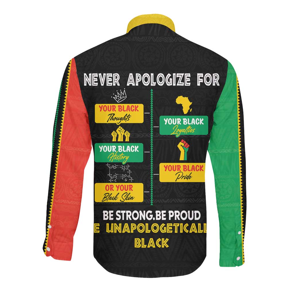Never Apologize For Your Pride Long Sleeve Button Shirt African Black History