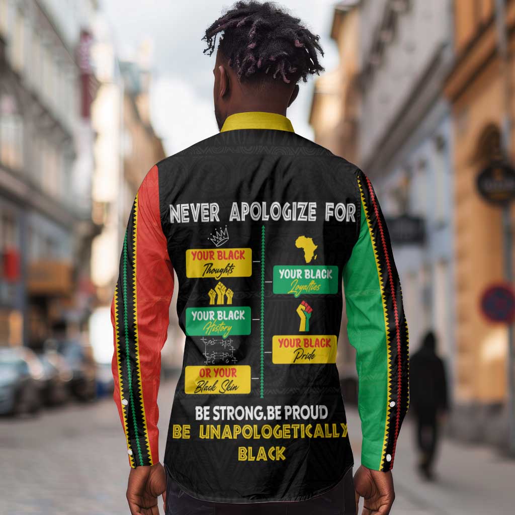 Never Apologize For Your Pride Long Sleeve Button Shirt African Black History