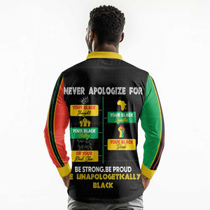 Never Apologize For Your Pride Long Sleeve Polo Shirt African Black History