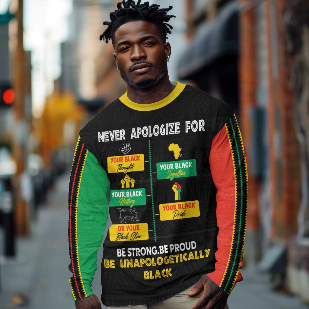 Never Apologize For Your Pride Long Sleeve Shirt African Black History DT02