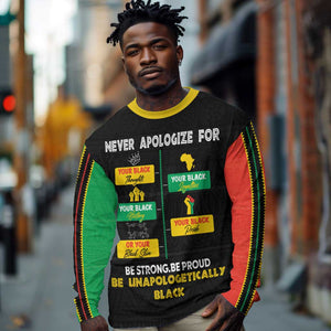 Never Apologize For Your Pride Long Sleeve Shirt African Black History DT02