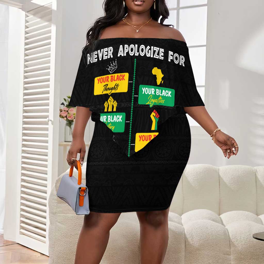 Never Apologize For Your Pride Off Shoulder Short Dress African Black History