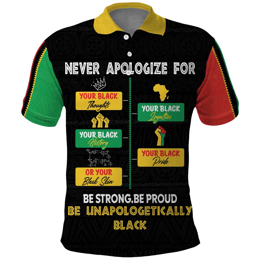 Never Apologize For Your Pride Polo Shirt African Black History