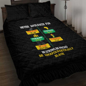 Never Apologize For Your Pride Quilt Bed Set African Black History