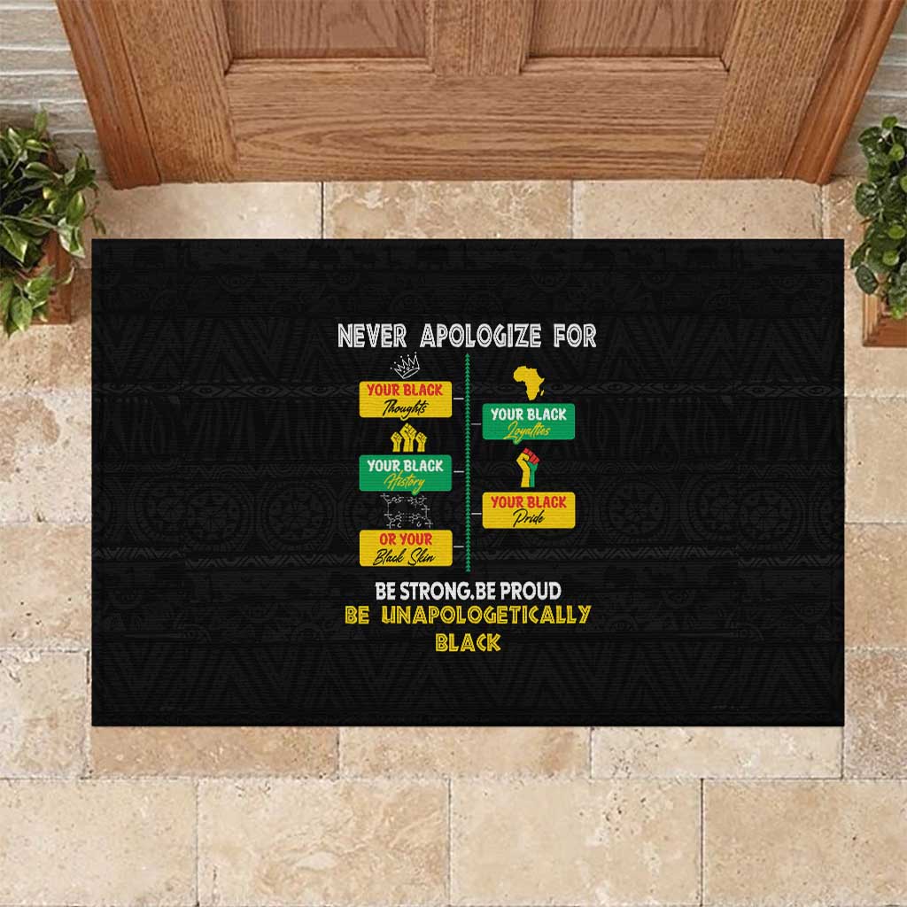 Never Apologize For Your Pride Rubber Doormat African Black History