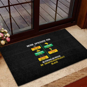 Never Apologize For Your Pride Rubber Doormat African Black History