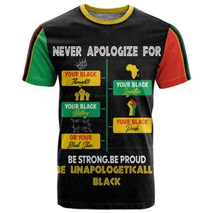 Never Apologize For Your Pride T shirt African Black History