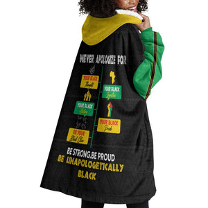 Never Apologize For Your Pride Wearable Blanket Hoodie African Black History