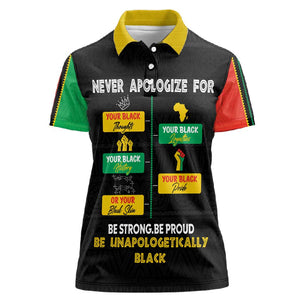 Never Apologize For Your Pride Women Polo Shirt African Black History