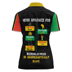 Never Apologize For Your Pride Women Polo Shirt African Black History