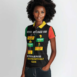 Never Apologize For Your Pride Women Polo Shirt African Black History