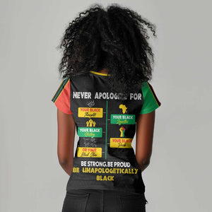 Never Apologize For Your Pride Women V-Neck T-Shirt African Black History