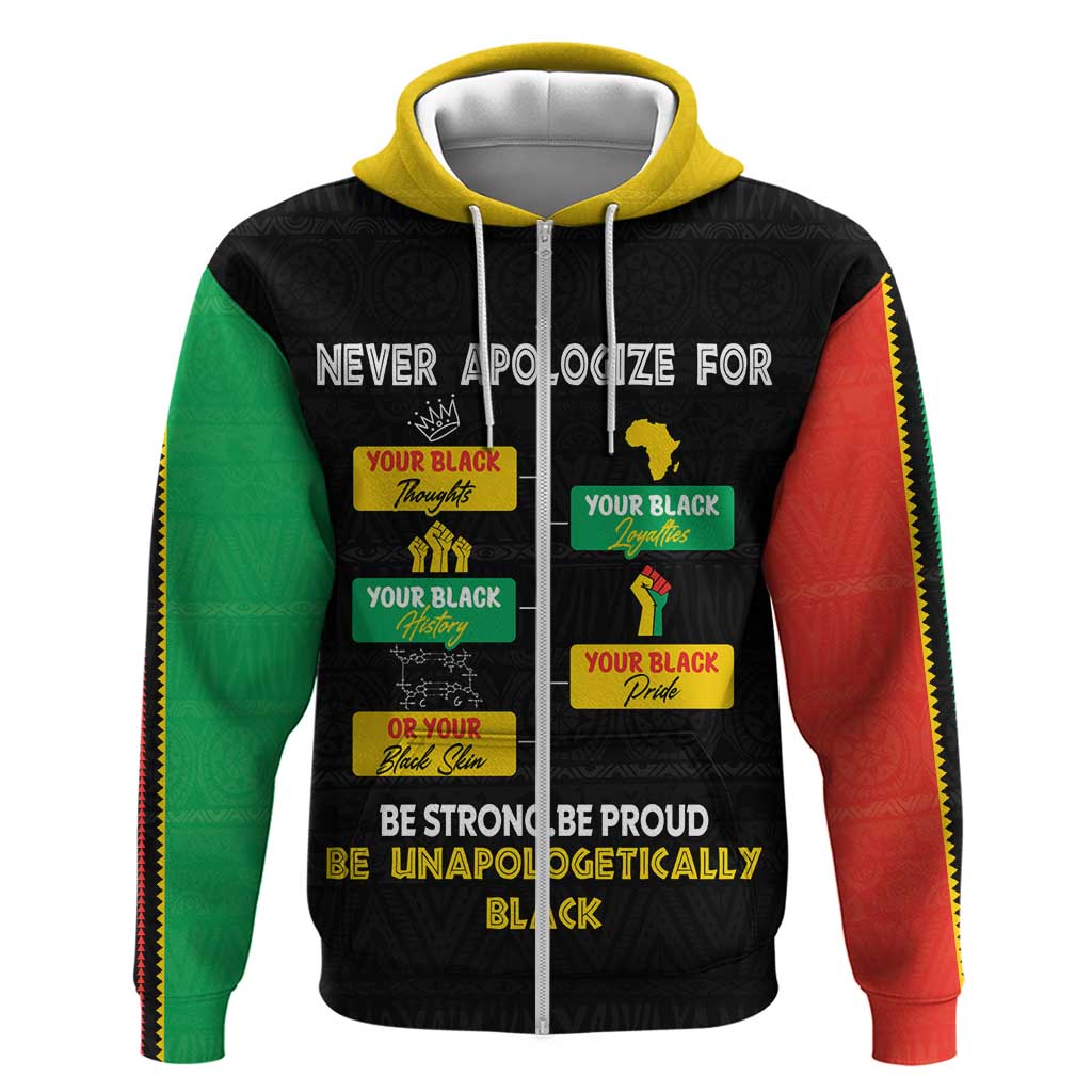 Never Apologize For Your Pride Zip Hoodie African Black History