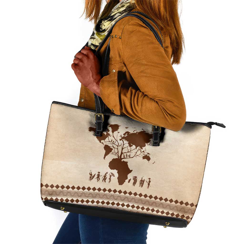 Root Africa Leather Tote Bag African Map