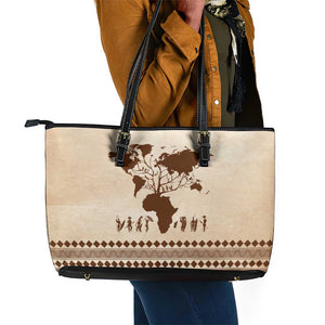 Root Africa Leather Tote Bag African Map