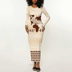 Root Africa Long Sleeve Bodycon Dress African Map DT02