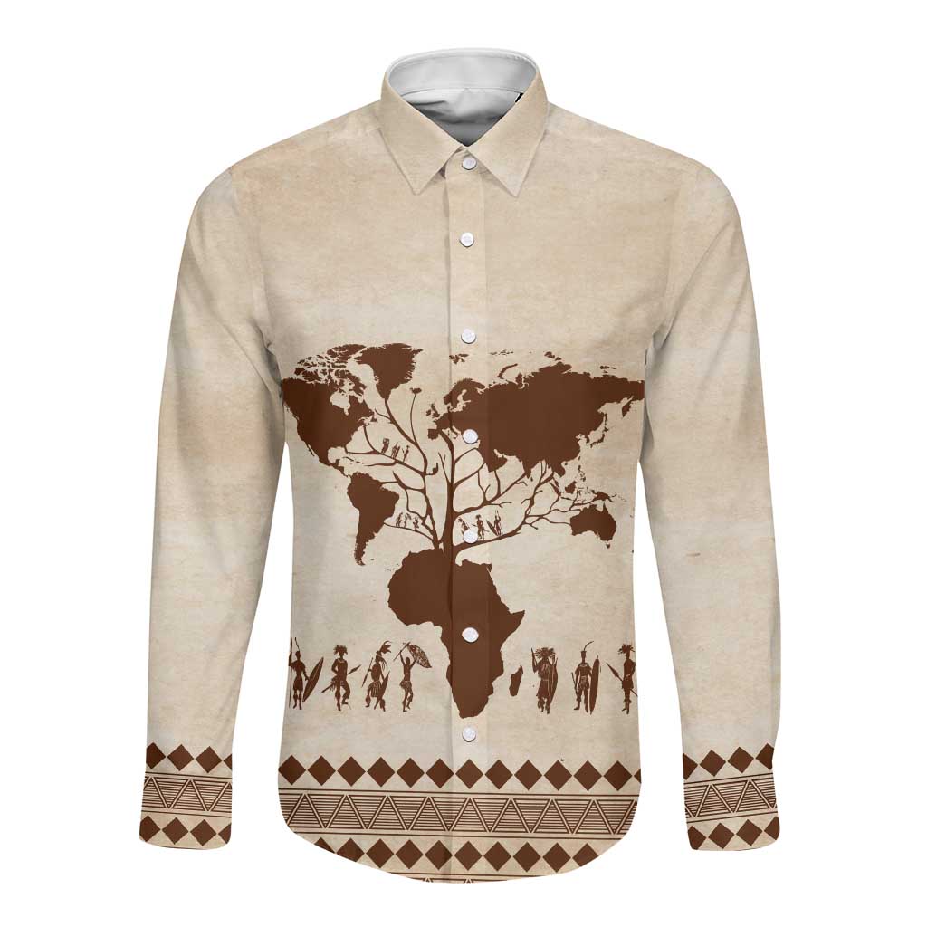 Root Africa Long Sleeve Button Shirt African Map