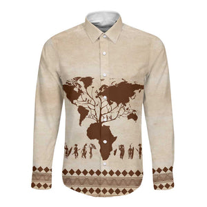 Root Africa Long Sleeve Button Shirt African Map