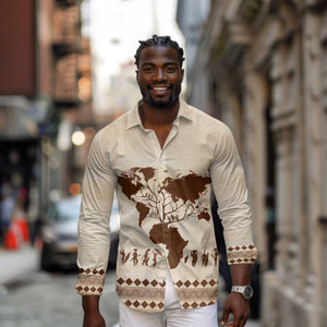 Root Africa Long Sleeve Button Shirt African Map