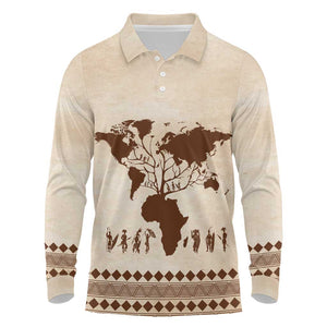 Root Africa Long Sleeve Polo Shirt African Map