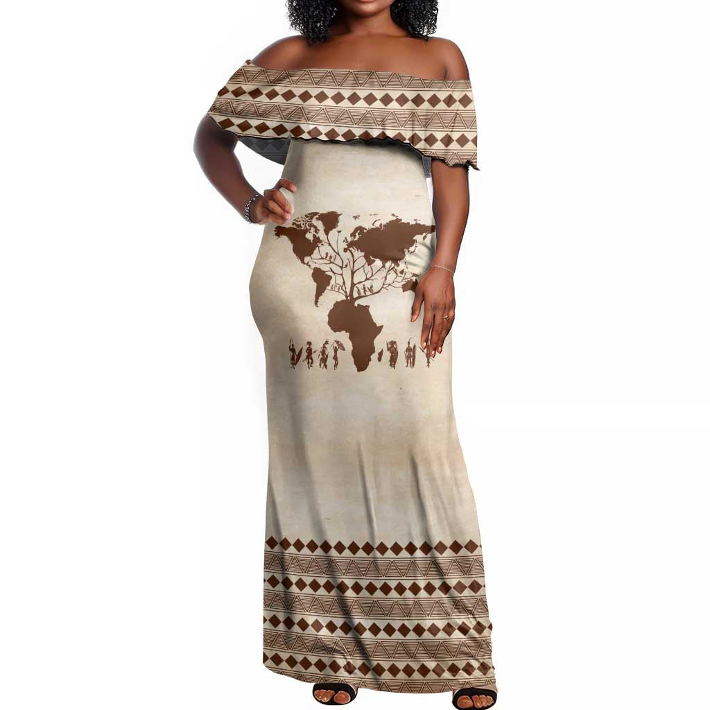 Root Africa Off Shoulder Maxi Dress African Map