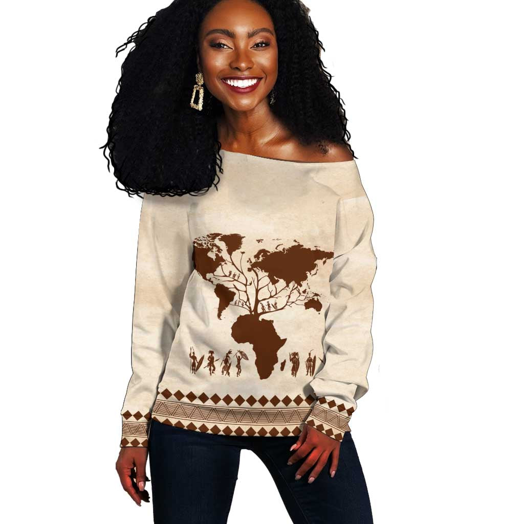 Root Africa Off Shoulder Sweater African Map