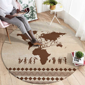 Root Africa Round Carpet African Map