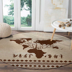 Root Africa Round Carpet African Map