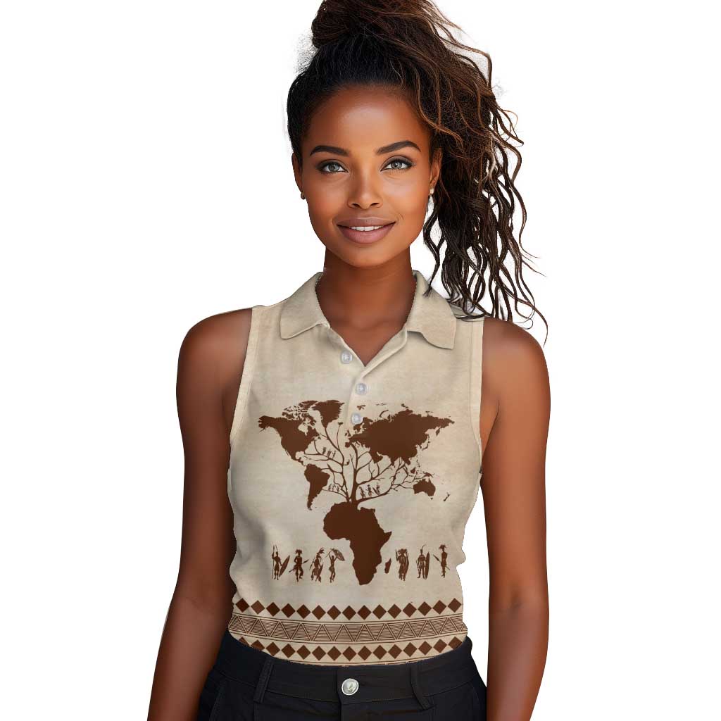 Root Africa Women Sleeveless Polo Shirt African Map