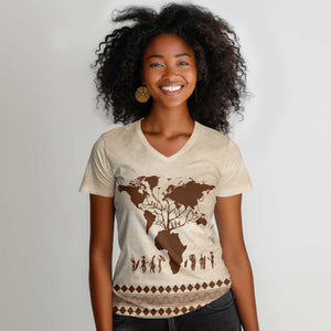 Root Africa Women V-Neck T-Shirt African Map