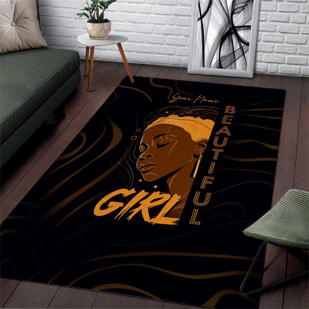 Personalized Beautiful Black Girl Area Rug - Women of Africa Design