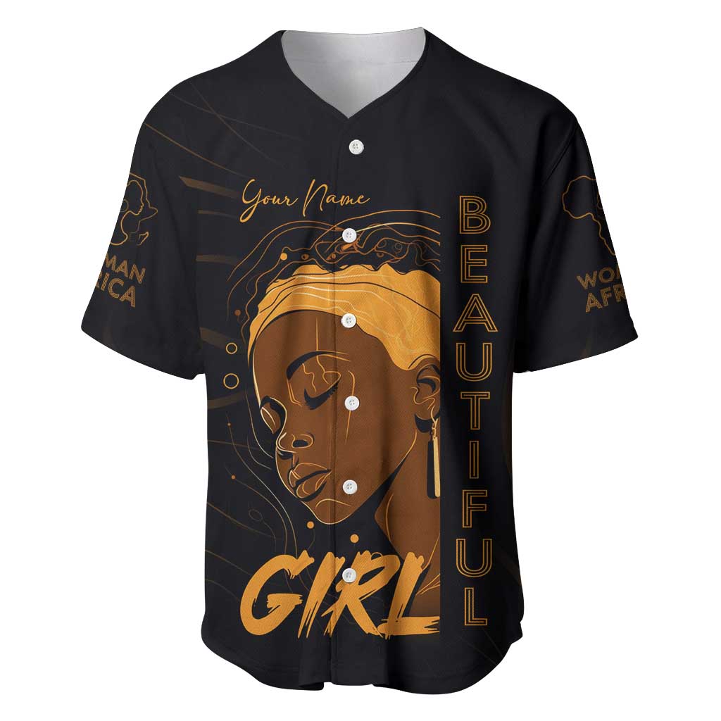 Personalized Beautiful Black Girl Baseball Jersey - Women of Africa Design