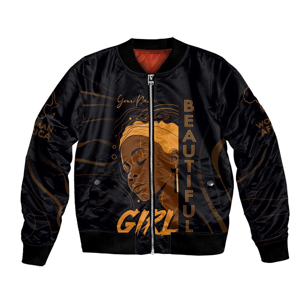 Personalized Beautiful Black Girl Bomber Jacket - Women of Africa Design