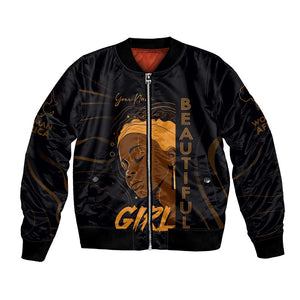 Personalized Beautiful Black Girl Bomber Jacket - Women of Africa Design