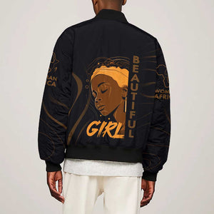 Personalized Beautiful Black Girl Bomber Jacket - Women of Africa Design