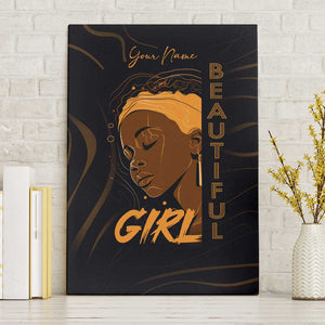 Personalized Beautiful Black Girl Canvas Wall Art - Women of Africa Design